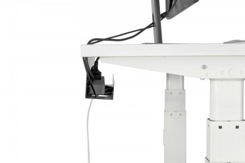 Kanał stalowy do organizacji kabli / listew zasilających pod biurkiem, montaż śruby, 60 cm, czarny