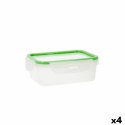 Pojemnik na Lunch Quid Greenery 1 L Przezroczysty Plastikowy 13 x 18 x 6,8 cm - 1 L (4 Sztuk) (Pack 4x)