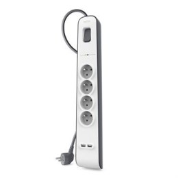 Listwa zasilająca Belkin Power Surge 4-PORT + 2xUSB-A 2.4A 525J 2m Grey/White