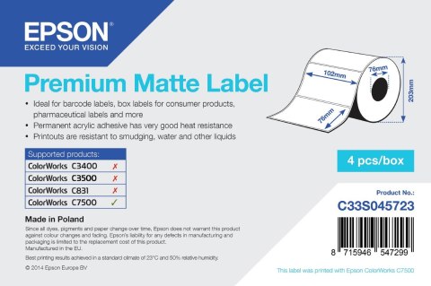 Premium Matte Label - Die-cut Roll: 102mm x 76mm, 1570 labels