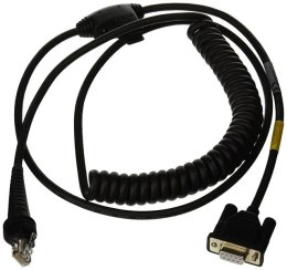 Industrial Cable: RS232 (5V signals), black, DB9 Female, 3m (9.8´), coiled, 5V external power with option power on pin 9, with f