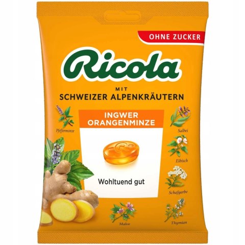 Ricola Ingwer & Orangenminze Cukierki bez Cukru 75 g