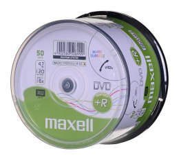 MAXELL DVD+R 4,7GB, 50 szt. w opakowaniu cake (szpindel). Prędkość zapisu 16X, 120 min. Płyty do nadruku atramentowego. Przeznac