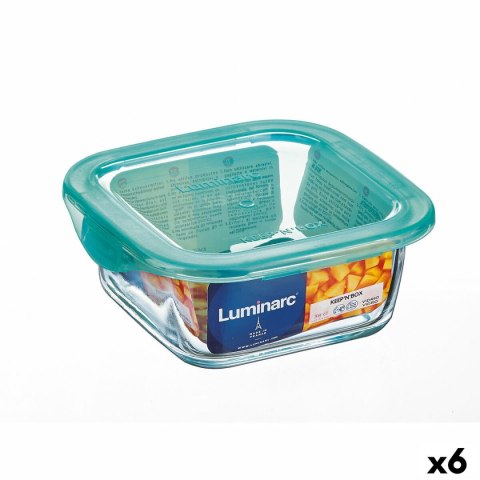 Kwadratowe pudełko na lunch z pokrywką Luminarc Keep'n Lagon 15,6 x 6,6 cm Turkusowy 1,22 L Szkło (6 Sztuk)