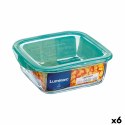 Kwadratowe pudełko na lunch z pokrywką Luminarc Keep'n Lagon 760 ml 13 x 6 cm Turkusowy Szkło (6 Sztuk)