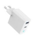 Ładowarka USB-A/C GaN LED 65W PD QC3.0 biała