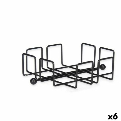 Uchwyt do serwetek Czarny Metal 19,3 x 6,5 x 19,3 cm (6 Sztuk)