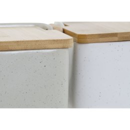 Solniczka z pokrywką Home ESPRIT Biały Beżowy Naturalny Bambus Dolomite 15 x 12 x 11 cm (2 Sztuk)