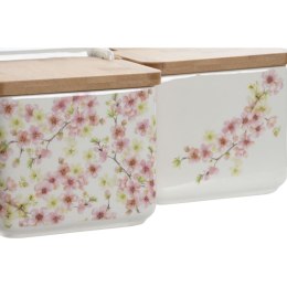 Solniczka z pokrywką Home ESPRIT Biały Różowy Liliowy Bambus 750 ml 14 x 12,5 x 12 cm (2 Sztuk)