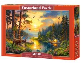 Puzzle 3000 elementów Zachód słońca nad leśną rzeką