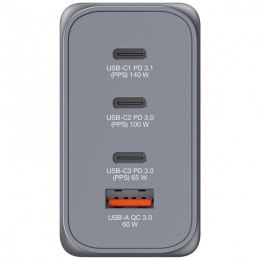 Ładowarka GNC-240 32205 GaN 240W, PD 3.1, QC 3.0 3x USB-C, 1x USB-A, UE / UK