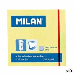 Karteczki przyklejane Milan Żółty Biały 76 x 76 mm (10 Sztuk)