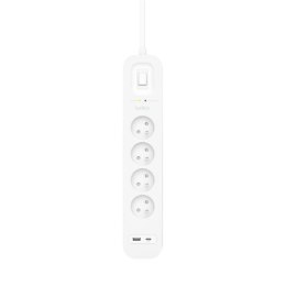 Listwa zasilająca Belkin Power Surge 4-PORT + 1xUSB-A +1xUSB-C 2.4A PD 525J 2m White