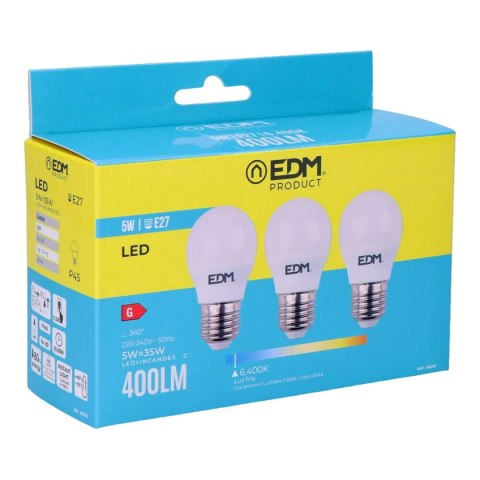 Zestaw 3 żarówek LED EDM 98203 G 35 W 5 W 50 W E27 400 lm Ø 4,5 x 8 cm (6400 K)