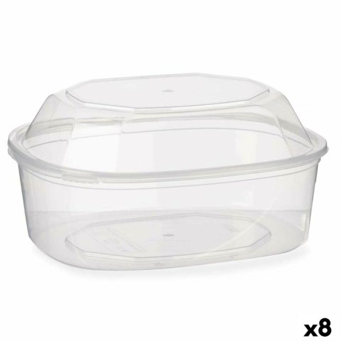 Prostokątne pudełko na lunch z pokrywką Przezroczysty polipropylen 1,5 L 18 x 10,5 x 21,5 cm (8 Sztuk)