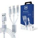 3MK Hyper Cable 3w1 USB-A/USB-C - USB-C/Micro/Lightning 1.5m Biały/White Kabel