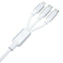 3MK Hyper Cable 3w1 USB-A/USB-C - USB-C/Micro/Lightning 1.5m Biały/White Kabel