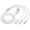 3MK Hyper Cable 3w1 USB-A/USB-C - USB-C/Micro/Lightning 1.5m Biały/White Kabel