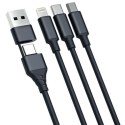 3MK Hyper Cable 3w1 USB-A/USB-C -USB-C/Micro/Lightning 1.5m Czarny/Black Kabel