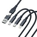 3MK Hyper Cable 3w1 USB-A/USB-C -USB-C/Micro/Lightning 1.5m Czarny/Black Kabel