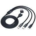 3MK Hyper Cable 3w1 USB-A/USB-C -USB-C/Micro/Lightning 1.5m Czarny/Black Kabel