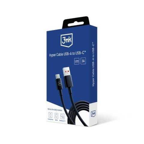 3MK Hyper Cable USB-A - USB-C 1.2m 5ACzarny/Black