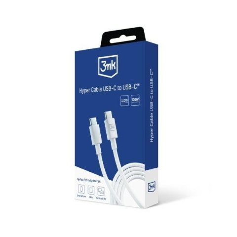 3MK Hyper Cable USB-C - USB-C 100W1.2m Biały/White Kabel