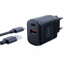 3MK HyperCharger 20W 1xUSB-C + 1xUSB-A ładowarka sieciowa PD/QC czarna/black