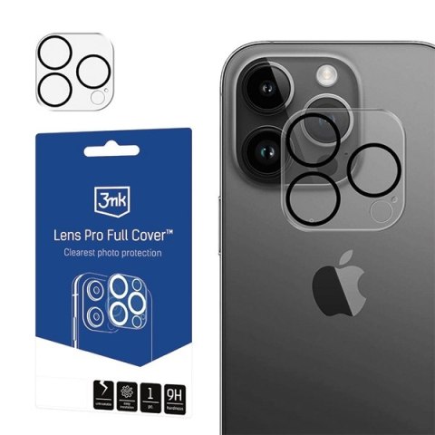 3MK Lens Pro Full Cover iPhone 14 Pro/14 Pro Max Szkło Hartowane na obiektyw aparatu z ramką montażową 1szt