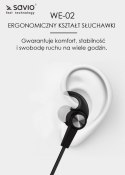 Słuchawki bezprzewodowe, z mikrofonem, ze słuchawkami SAVIO WE-02 (dokanałowe, sportowe; bezprzewodowe, Bluetooth; TAK, z wbudow