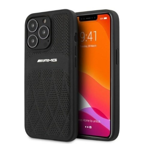 AMG AMHCP13XOSDBK iPhone 13 Pro Max 6,7" czarny/black hardcase Leather Curved Lines