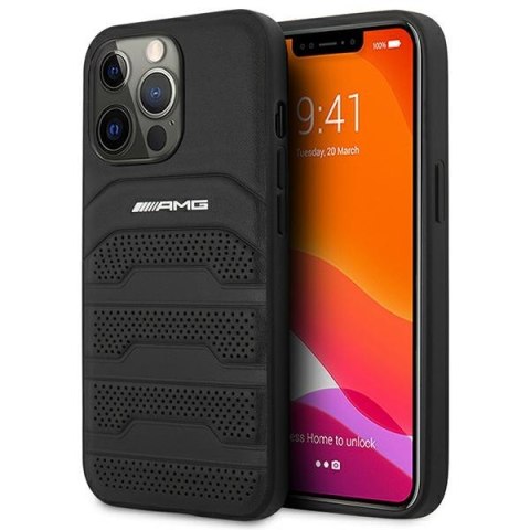 AMG AMHCP14LGSEBK iPhone 14 Pro 6,1" czarny/black hardcase Leather Debossed Lines