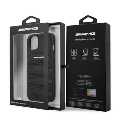 AMG AMHCP14MGSEBK iPhone 14 Plus / 15 Plus 6.7" czarny/black hardcase Leather Debossed Lines