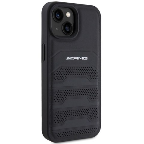 AMG AMHCP15MGSEBK iPhone 15 Plus / 14 Plus 6.7" czarny/black hardcase Leather Debossed Lines