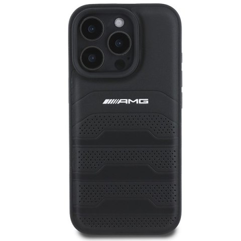 AMG AMHCP16XGSEBK iPhone 16 Pro Max 6.9" czarny/black hardcase Leather Debossed Lines Black Logo