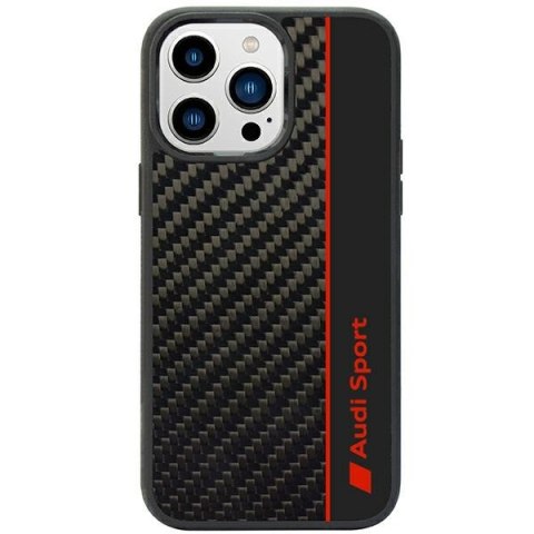 Audi Carbon Fiber Stripe iPhone 14 Pro Max 6.7" czarny/black hardcase AUS-TPUPCIP14PM-R8/D1-BK