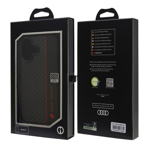 Audi Carbon Fiber Stripe iPhone 16 6.1"czarny/black hardcase AUS-TPUPCIP16-R8/D1-BK