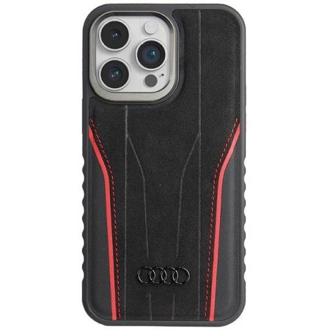 Audi Genuine Leather MagSafe iPhone 14 Pro Max 6.7" czarno-czerwony/black-red hardcase AU-TPUPCMIP14PM-R8/D3-RD