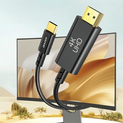 AWEI kabel CL-212T USB-C na HDMI4K 30Hz czarny/black