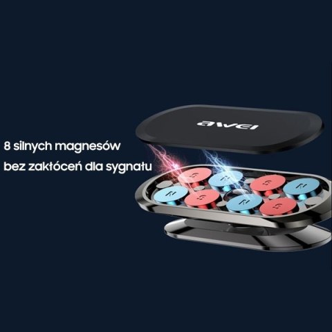 AWEI magnetyczny uchwyt samochodowy X20 na kokpit szary/metal gray