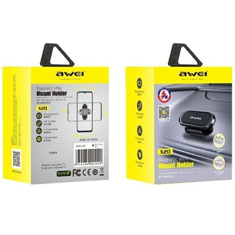 AWEI magnetyczny uchwyt samochodowy X20 na kokpit szary/metal gray