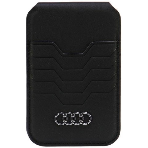 Audi Leather Wallet Card Slot Stand czarny/black MagSafe AU-MSCH-GT/D3-BK