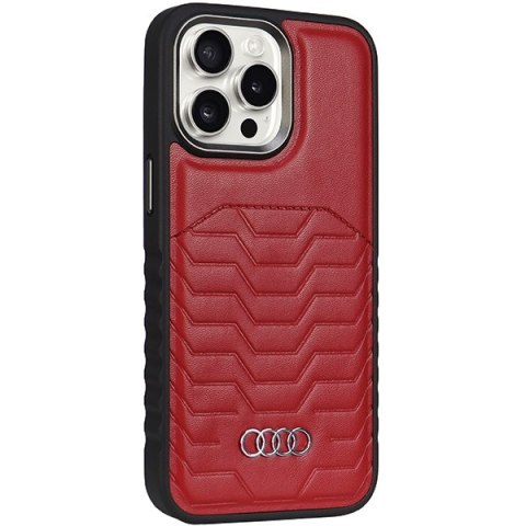 Audi Synthetic Leather MagSafe iPhone 15 Pro Max 6.7" czerwony/red hardcase AU-TPUPCMIP15PM-GT/D3-RD