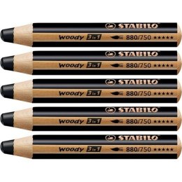 Kredki Stabilo Woody Czarny 3 w 1 (5 Sztuk)