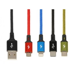 Kabel USB do Micro USB, USB-C i Lightning Ibox IKUM4W1CLR Czarny Wielokolorowy 1,2 m