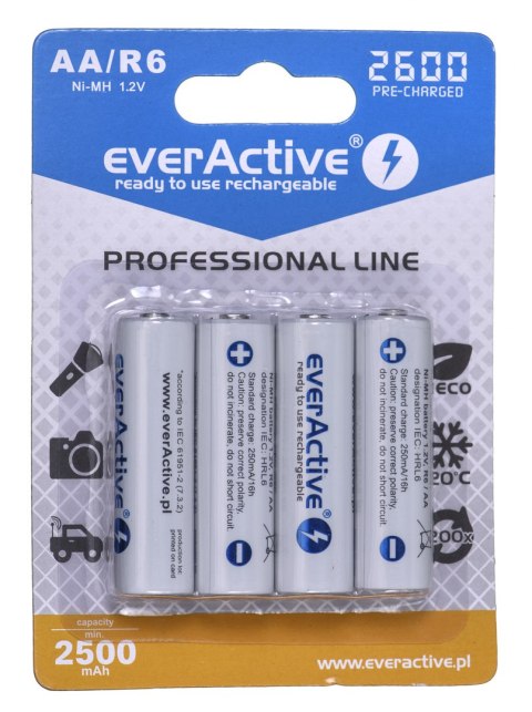 Zestaw akumulatorków everActive Professional line EVHRL6-2600 (2600mAh ; Ni-MH)
