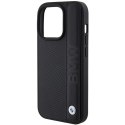 BMW BMHCP15L22RDPK iPhone 15 Pro 6.1" czarny/black hardcase Leather Textured & Stripe