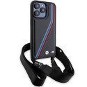 BMW BMHCP15L23PSVTK iPhone 15 Pro 6.1" czarny/black hardcase M Edition Carbon Tricolor Lines & Strap