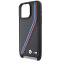 BMW BMHCP15L23PSVTK iPhone 15 Pro 6.1" czarny/black hardcase M Edition Carbon Tricolor Lines & Strap