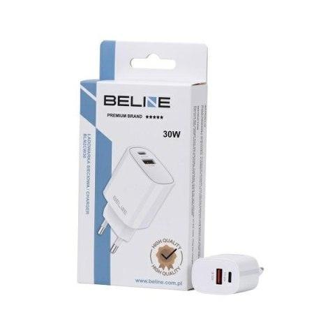 Beline Ład. siec. 1x USB-C + 1x USB 30Wbiała /white (only head) PD 3.0 + QC 3.0 BLN2CW30 GaN